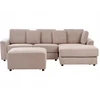 Beliani 4 vietų kampinė sofa KOHLO, smėlinės ir pilkos spalvos, su otomane, kairinė