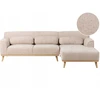 Beliani Trivietė kampinė sofa SIMOS, šenilinė, smėlio spalvos, kairinė
