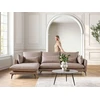 Beliani 3 vietų kampinė sofa GALLO, ekologiška zomša, šviesiai ruda, dešininė