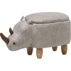 Fotelis Beliani Gyvūno formos pufas su daiktadėže RHINO, eko oda, šviesiai pilkas raganosis