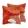 Beliani Rinkinys 2 dekoratyvinės pagalvės SAGENIA Medvilnė 45 x 45 cm Oranžinė Abstraktus raštas