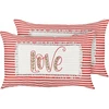 Beliani Rinkinys 2 dekoratyvinės pagalvės ALSINE Medvilnė 30 x 50 cm Raudona Striped