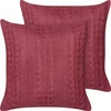 Beliani Rinkinys 2 dekoratyvinės pagalvės CADETIA Medvilnė 45 x 45 cm Burgundy Solid