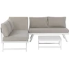 Lauko baldų komplektas Beliani Sodo kampinė sofa su staliuku 5 asmenims COCCORINO smėlio ir pilkos spalvos metalas