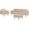 Sofa Beliani 5 vietu svetaines baldu komplektas VINTERBRO, veliuras, smėlio spalva, su otomane