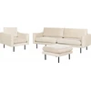 Sofa Beliani 5 vietų svetainės baldų komplektas VINTERBRO, veliūrinis, šviesiai smėlio spalvos su pufu
