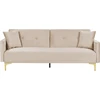 Beliani Trivietė sofa-lova LUCAN, veliūras, smėlio spalvos