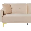 Beliani Trivietė sofa-lova LUCAN, veliūras, smėlio spalvos