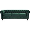 Beliani CHESTERFIELD trijų vietų veliūrinė sofa, smaragdo žalios spalvos