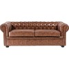 Beliani Trivietė sofa CHESTERFIELD dirbtinė oda aukso ruda