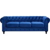 Beliani 3 vietų sofa CHESTERFIELD veliūrinė tamsiai mėlyna