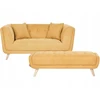 Beliani Dviejų vietų sofa HABO, garstyčių spalvos, su otomane