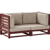 Lauko baldų komplektas Beliani 2 vietų sodo sofa TRANI Modulinė iš sertifikuotos akacijos medienos, Bordo