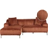 Beliani Kampinė sofa STENUM, velvetas, ruda, dešininė