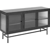 Beliani Spintelė su stiklinėmis durelėmis DEVON metalinė 115 cm, juoda
