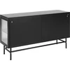 Beliani Spintelė su stiklinėmis durelėmis DEVON metalinė 115 cm, juoda