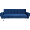 Beliani Trivietė išskleidžiama sofa SELNES, veliūrinė, tamsiai mėlyna