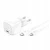 Belkin USB-C PD 30W, mažas, baltas + „Lightning“ laidas