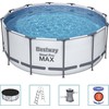 Bestway karkasinis baseinas su filtravimo pompa ir priedais, 3.66 x 1.22 m, pilkas, apvalus