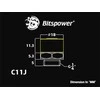 Bitspower tiesus jungtis G1/4 colio AG ant 11/8 mm – matinės juodos spalvos