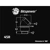 Bitspower adapteris, 45 laipsnių, G1/4 colio kištukas į G1/4 colio kištuką, pasukamas, blizgiai juodas