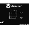 Bitspower adapteris G1/4 colio AG į G1/4 colio IG – 15 mm, matinis juodas