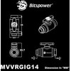 „Bitspower“ rutulinis vožtuvas, 1 x vidinis sriegis 1/4 colio ir 1 x išorinis sriegis G1/4 colio, pasukamas - matinis juodas