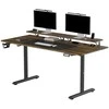 ULTRADESK HIGHLANDER XXL BROWN Biurko su elektryczną regulacją aukščio su laikikliu ausinės i kable 160X70 cm, ruda