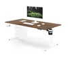 Stalomas Jan Nowak Elektrinis su reguliuojamu aukščiu ergonomiškas baltas/riešutmedis, 1600x800 mm: ARIA (5907367517439)
