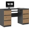 Top E Shop Rašomasis stalas - KUBA 130x51x76 cm Antracitas/Artisan 6 stalčių