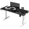 Žaidimų stalas Ultradesk Force Gaming Desk, LED RGB Prismatic, Baltas su juodu kilimėliu