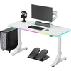 ULTRADESK IRON Baltas žaidimų stalas, 132,5x60,5 cm, 71-81 cm, mechaniškai reguliuojamas aukštis