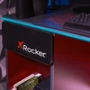 „X Rocker Carbon-Tek“ žaidimų stalas su LED apšvietimu ir belaidžiu įkrovimo padėklu – pilkas/raudonas