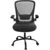 SONGMICS biuro kėdė su tinkline atkalte, ergonomiška, sulankstomais porankiais, juoda OBN37BK