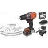 Black & Decker „Juodas & Decker“ Juodas ir DECKER 18 V Smūginis grąžtuvas (su 2 x 18 V 2,0 Ah baterijomis su įkrovos indikatoriumi, 1 A įkrovikliu ir 80 priedų) | BCD383D2XKA-QW | 2,0 Ah