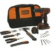 Black &amp; Decker Juodas &amp; Decker Suktuvas-gręžtuvas Juodas &amp; Decker BDCDC18HTSA-QW; 18 V; 1x1,5 Ah akum. + priedai