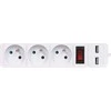 Blow PR-370WSP/USB prailgintuvas, 3 lizdai + USB su įžeminimu + jungiklis, 1.5 m, BALTA, 3x1.5 mm