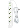 Blow PS-450 4 lizdų 3xUSB tinklo ilgintuvas 5m baltas 2x1mm