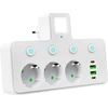 Blow PS-380 3 lizdų skirstytuvas + 2xUSB + 2xUSB-C su PIR lempa, baltas