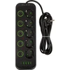 Blow PS-530S 5 lizdų tinklo ilgintuvas 4xUSB 1xUSB-C 3m juodas 2x1mm