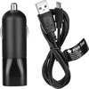 BlueStar Automobilinis įkroviklis Blue Star USB A 2A + laidas USB A į Micro USB juodas