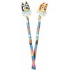 Bluey BLUEY 2-pack pencils w/2 eraser toppers - triangular pencils, unsharpened, each with eraser topper, packed on blistercard w/eurohole, CE & 0-3 metai pictogram