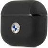 BMW BMA3SSLBK AirPods 3 dėklas, juodas, natūralios odos, su sidabro spalvos logotipu