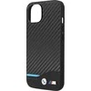 Dėklas BMW BMHCP14S22NBCK Apple iPhone 14 / 15 / 13 6.1″ juodos spalvos Leather Carbon