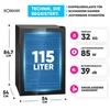 Bomann KSG 7290 juodas šaldytuvas su stiklinėmis durelėmis, 84,5 cm