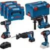 BOSCH.Rinkinys COMBO 18V (GSR 18V-90C +GDX 18V-210C +GBH 18V-24C +GSA 18V-28) 1xPC4,0Ah 2xPC5,5Ah …