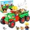 Bounn Traktorius Farmer su priekaba ir gyvūnėliais šviesa garsai (HN207103)