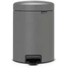 Brabantia Šiukšlių dėžė 5L su pamina NewIcon, mineral concrete pilkas