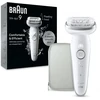 Braun Silk-épil 9 9-011, Sidabrinė, Balta, 40 pincetų, MicroGrip, 0,5 mm, Baterija, Įmontuota baterija