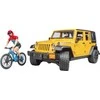 BRUDER automobilis Jeep Wrangler ir dviratininkas su kalnų dviračiu, 02543